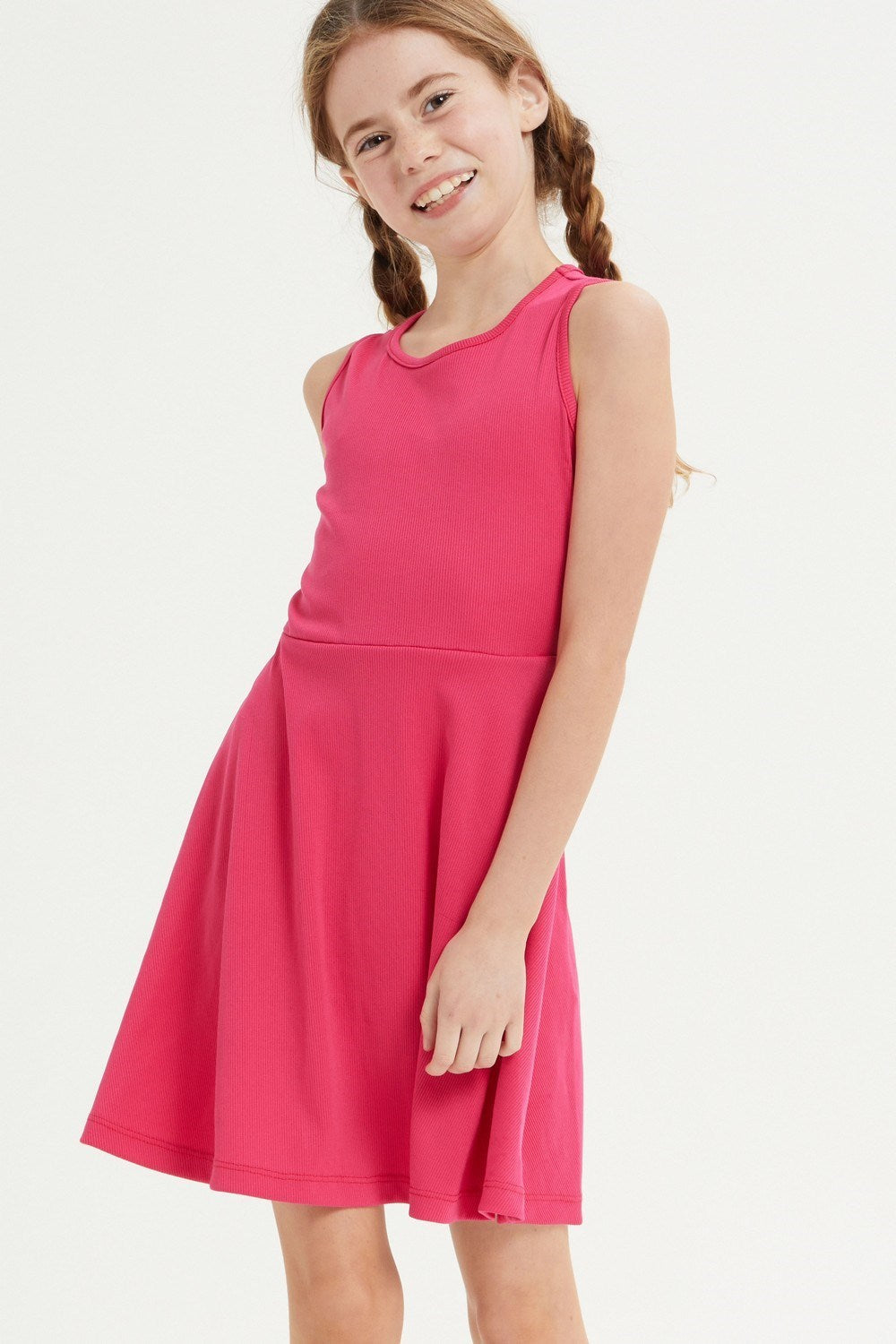 Sleeveless Fit & Flare Ribbed Dress (2 colors)