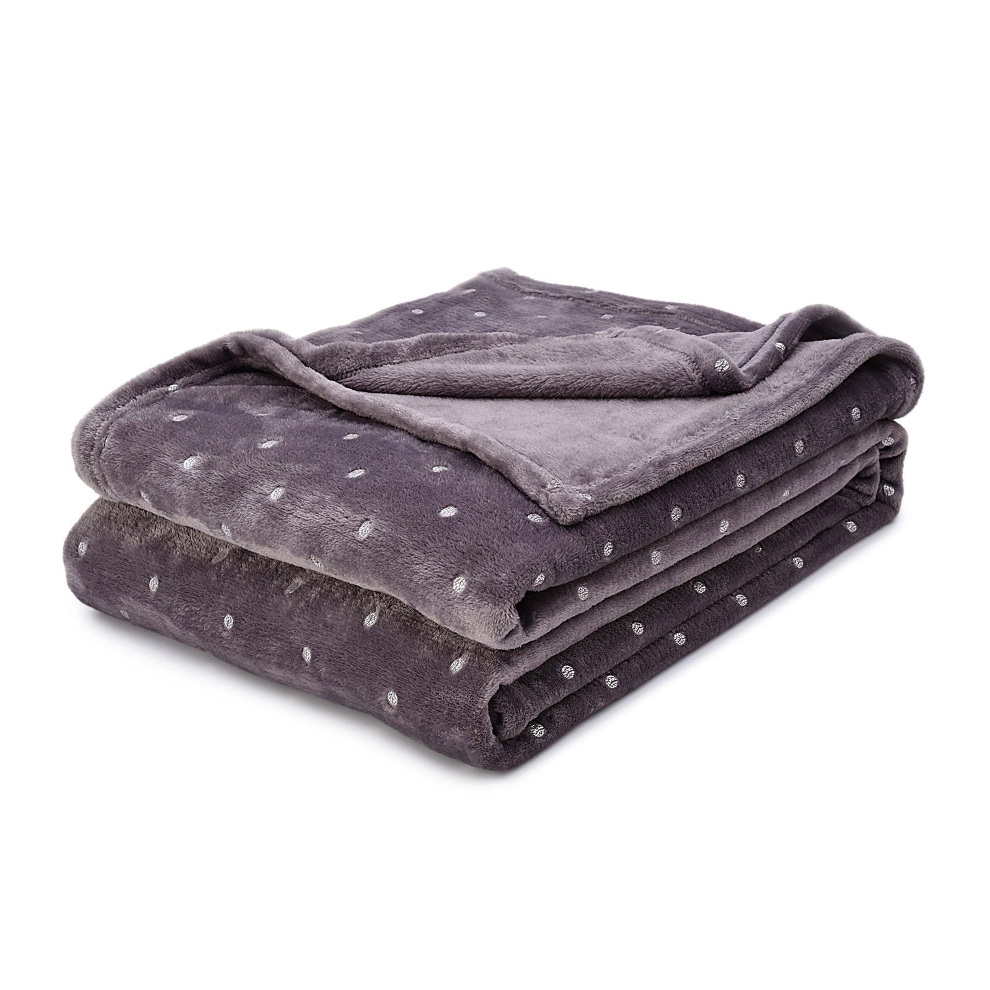 Fleece Plush Medium Weight Fluffy Decorative Blanket Or Throw - Grey