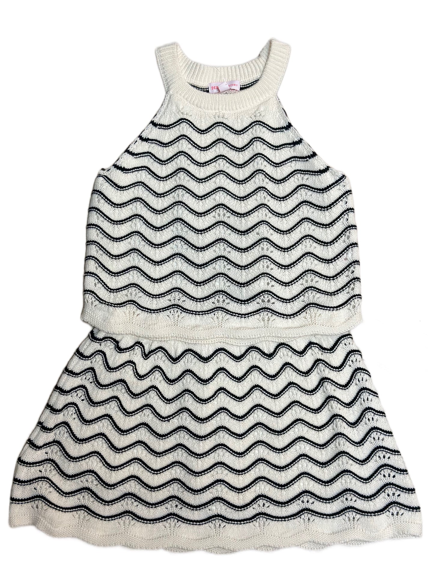 Gabbi Crochet Tank, Black/Cream