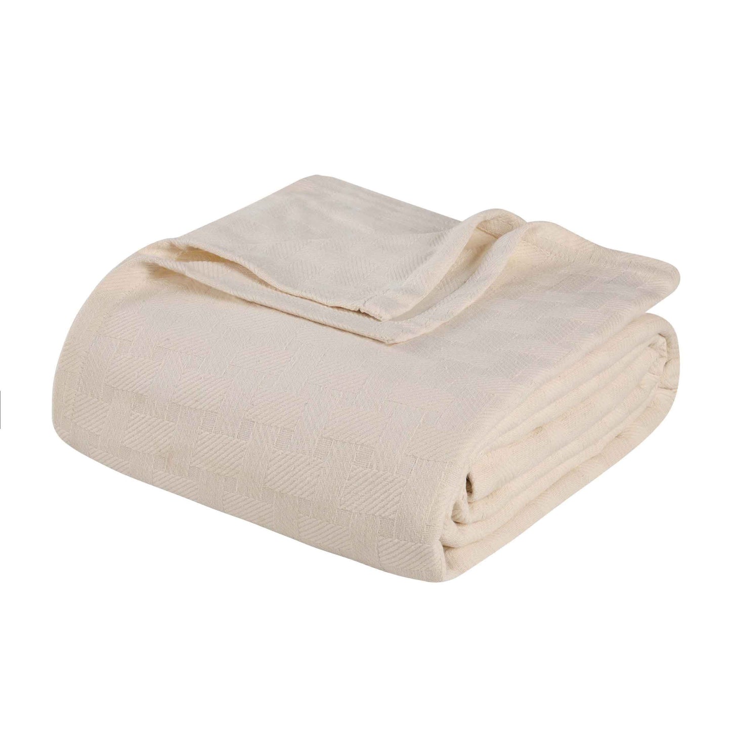 Basketweave All Season Cotton Bed Blanket & Sofa Throw - Ivory
