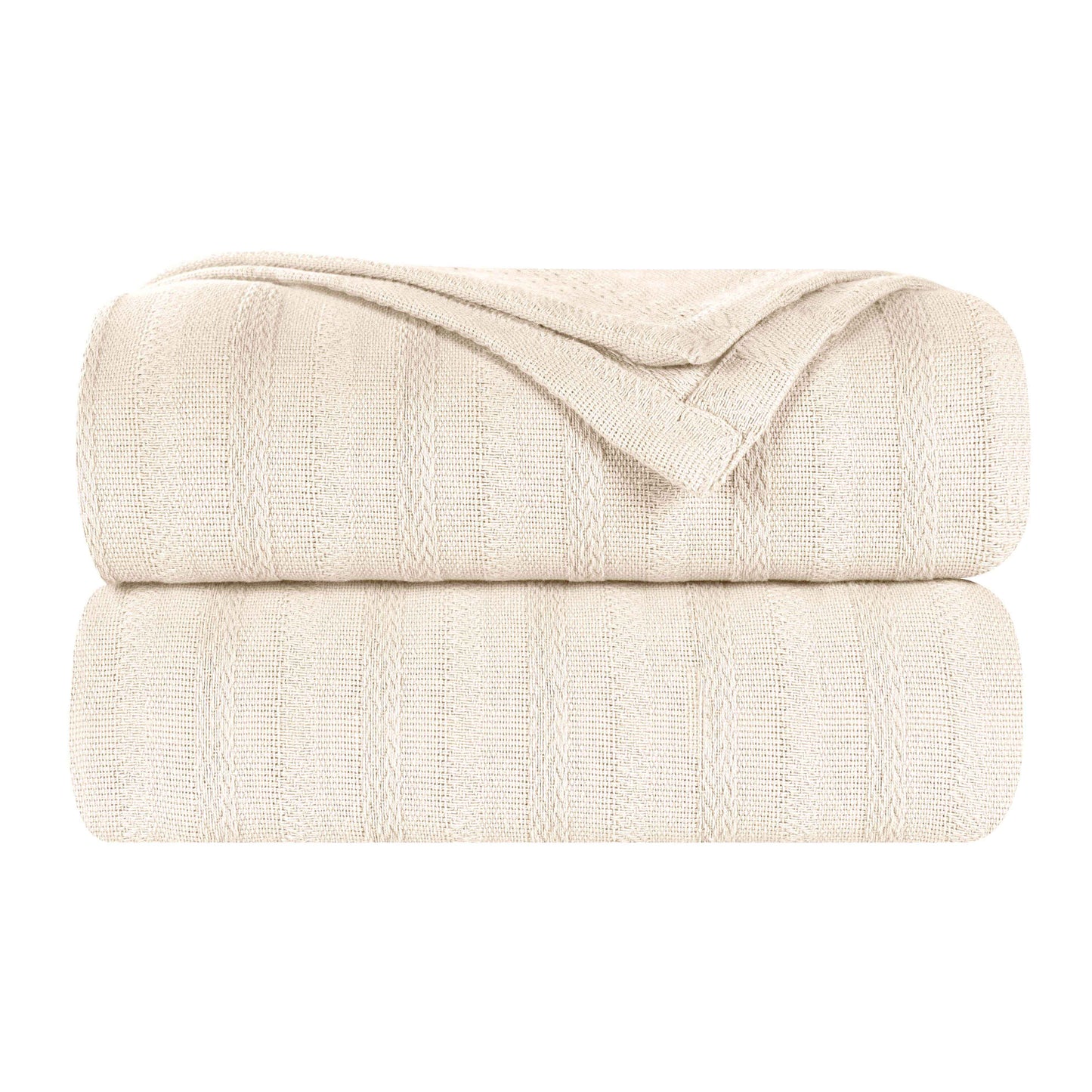Clara Cotton Textured Striped Lightweight Woven Blanket