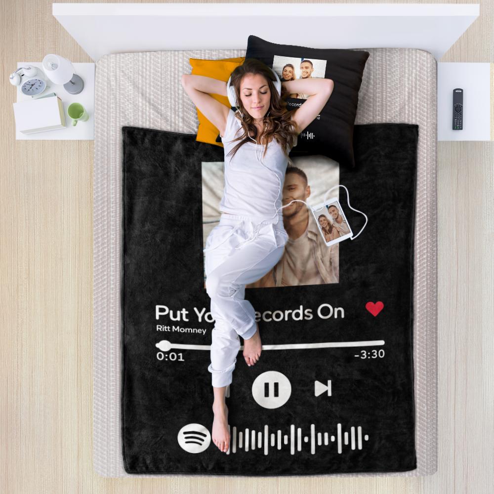 Scannable Spotify Code Blankets and Pillows Set Home Decor
