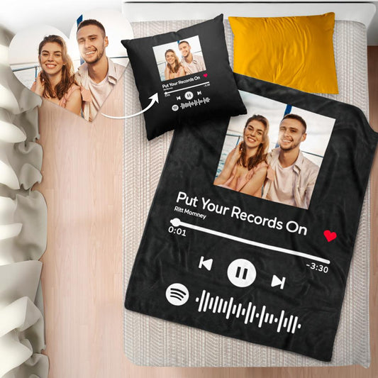 Scannable Spotify Code Blankets and Pillows Set Home Decor