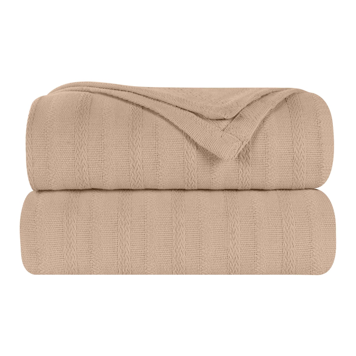 Clara Cotton Textured Striped Lightweight Woven Blanket