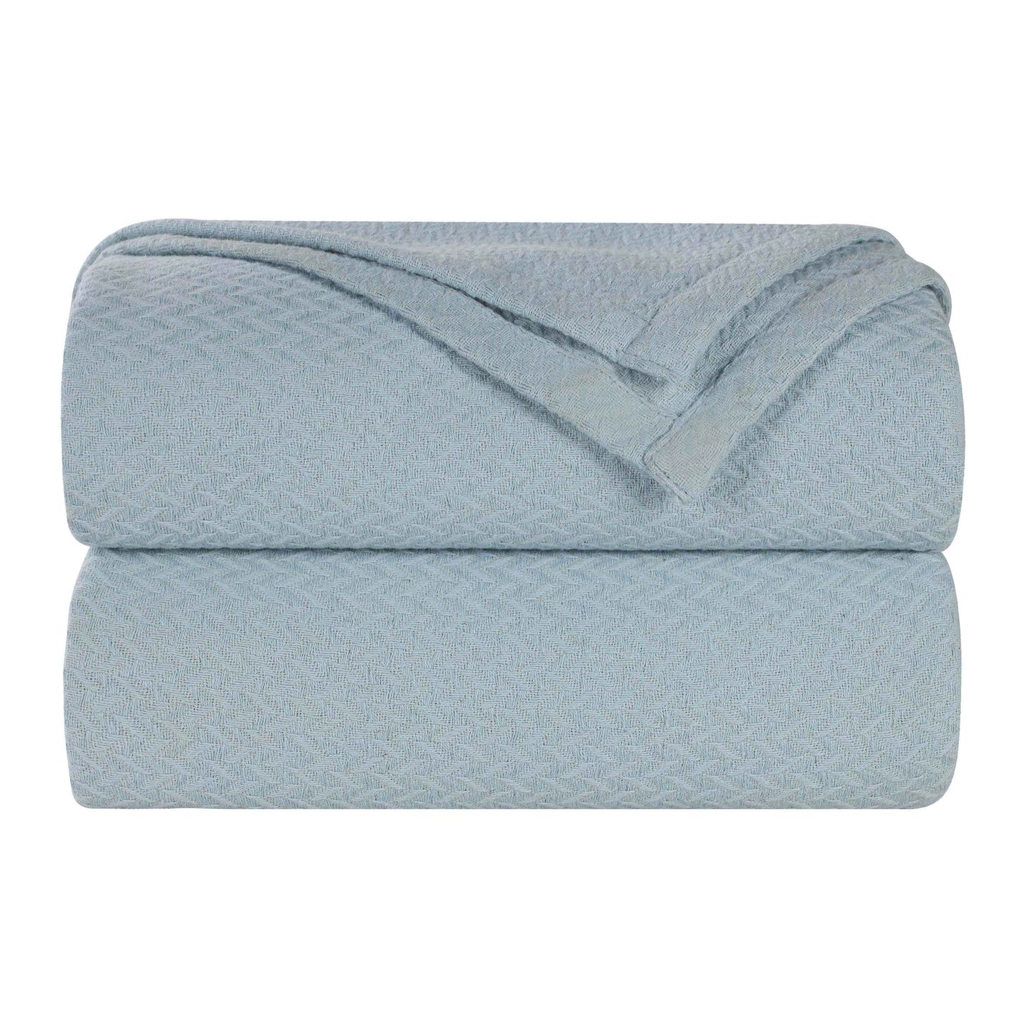 Nobel Cotton Textured Chevron Lightweight Woven Blanket - Light Blue