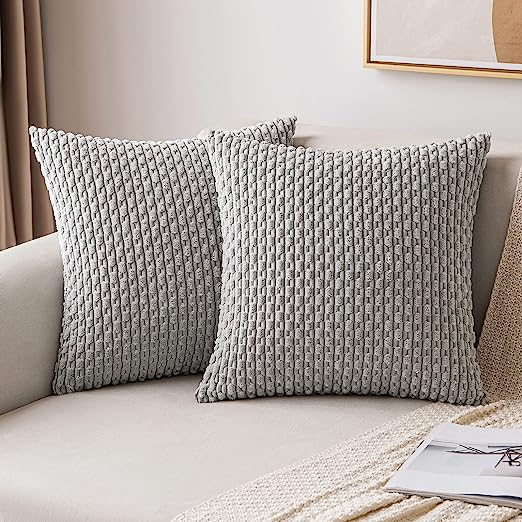 Throw Pillow Covers Soft Fall Corduroy Decorative Set of 2 Boho Striped Pillow Covers Pillowcases