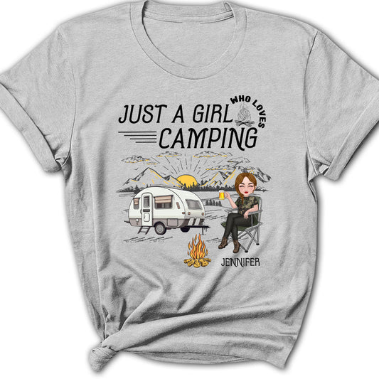Girl Loves Camping - Personalized Custom Women's T-shirt
