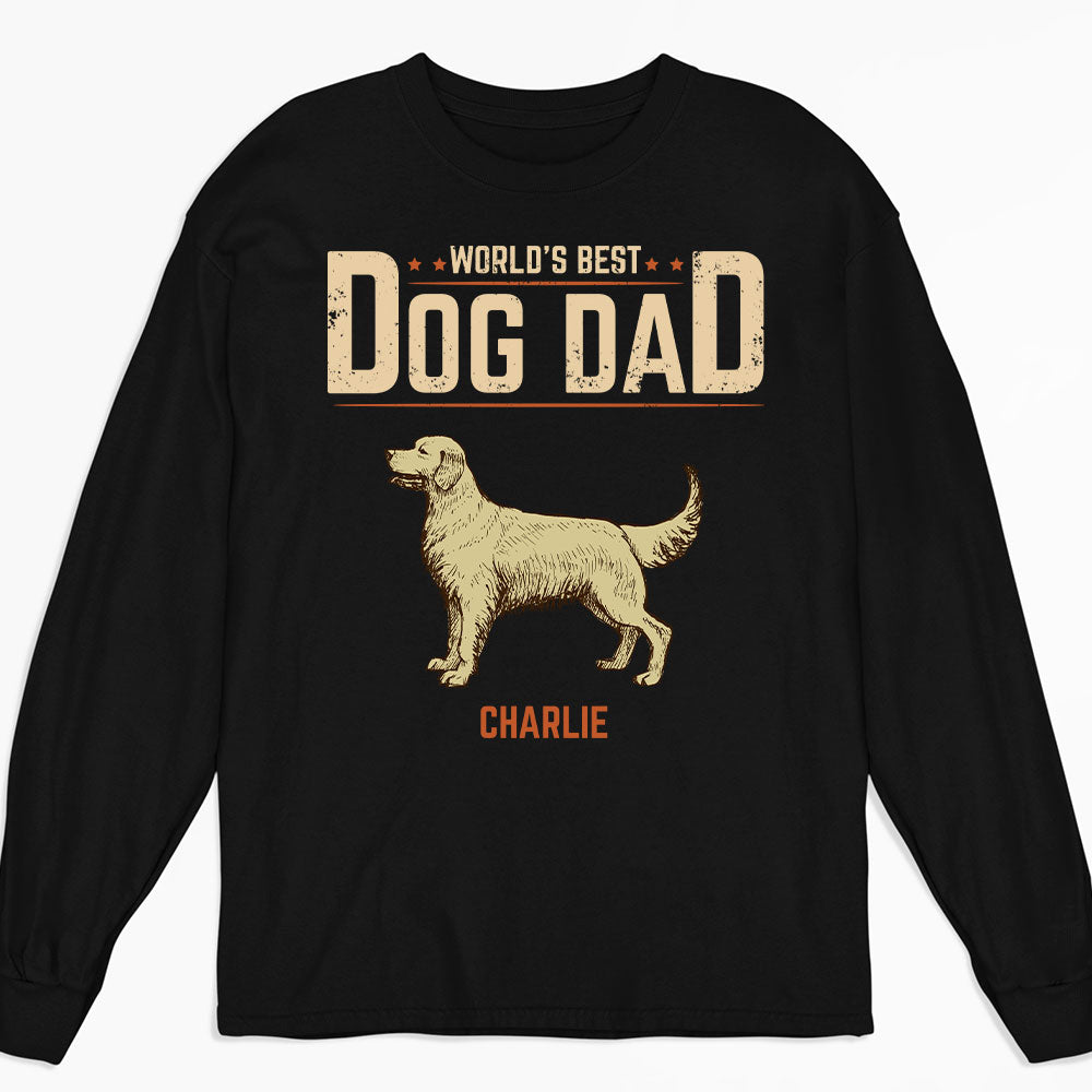 Best Dog Dad Vintage - Personalized Custom Long Sleeve T-shirt