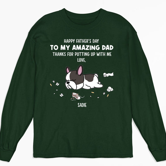 Dog Thanks For Dad 3 - Personalized Custom Long Sleeve T-shirt