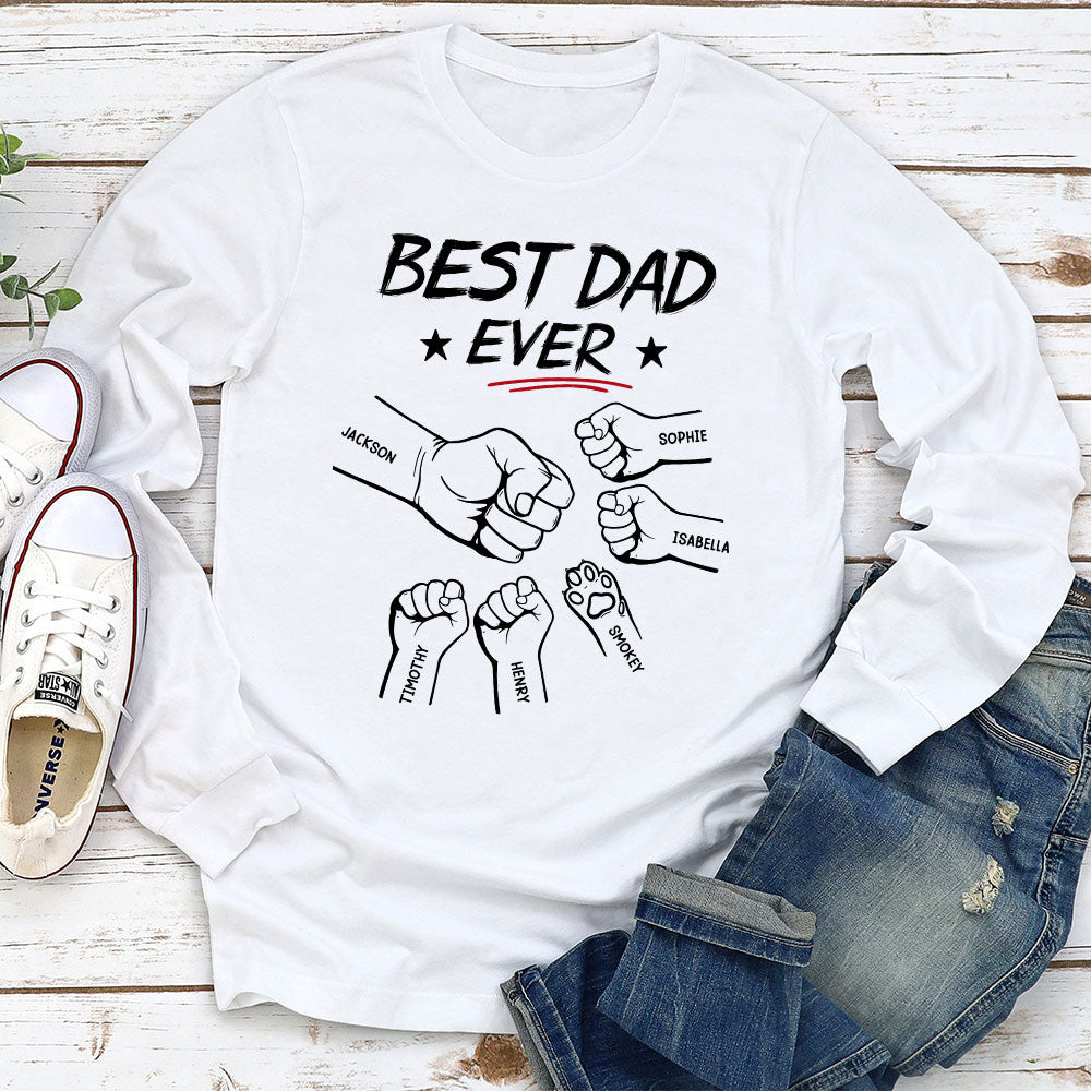 Best Papa Ever - Personalized Custom Long Sleeve T-shirt