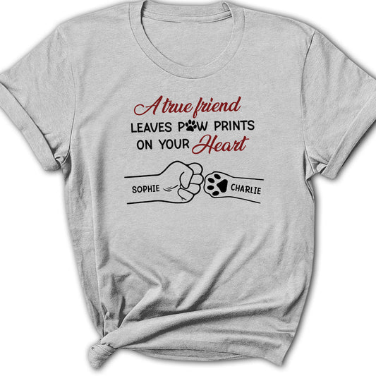 True Friend Leaves Paw Prints - Personalized Custom Women's T-shirt