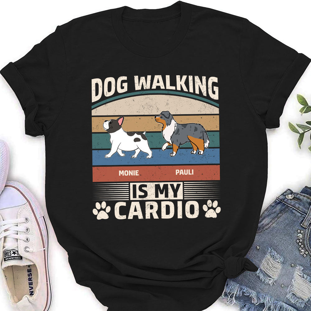 Cardio With Dog Retro - Personalized Custom Women's T-shirt