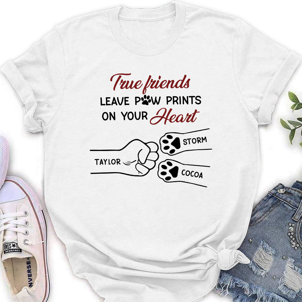 True Friend Leaves Paw Prints - Personalized Custom Women's T-shirt
