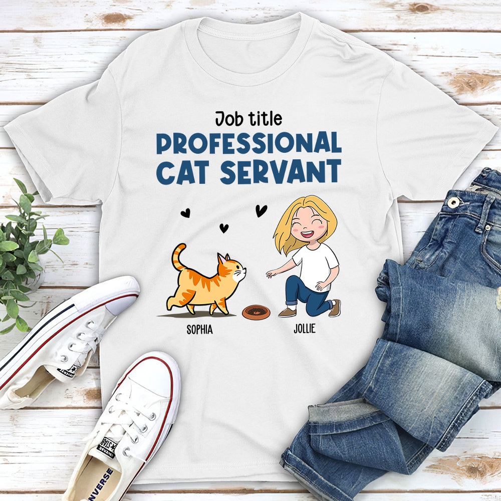 Cat Servant Cartoon - Personalized Custom Unisex T-shirt