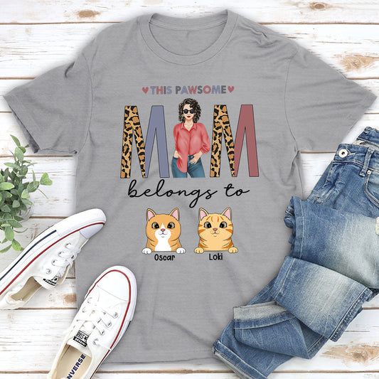 Pawsome Mom Belongs To - Personalized Custom Unisex T-shirt