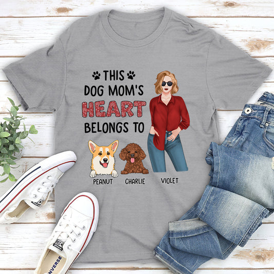 Dog Mom Heart 1 - Personalized Custom Unisex T-shirt