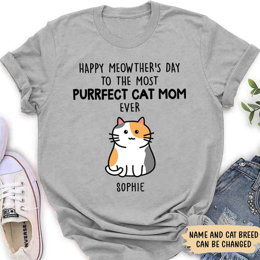 Purrfect Cat Mom - Personalized Custom Women's T-shirt - Gifts For Cat Lovers