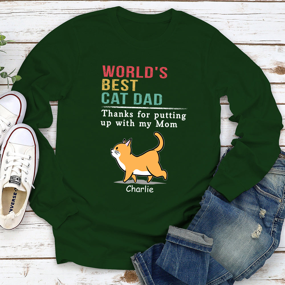 Cat Putting Up With Mom - Personalized Custom Long Sleeve T-shirt