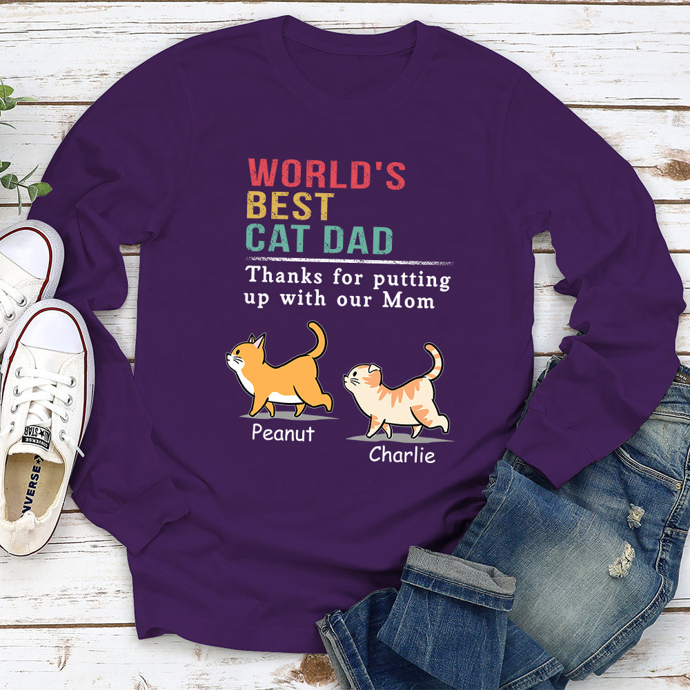 Cat Putting Up With Mom - Personalized Custom Long Sleeve T-shirt