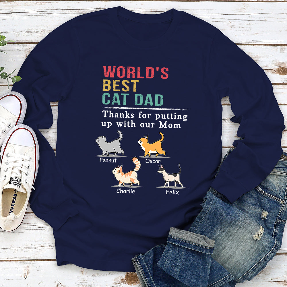 Cat Putting Up With Mom - Personalized Custom Long Sleeve T-shirt