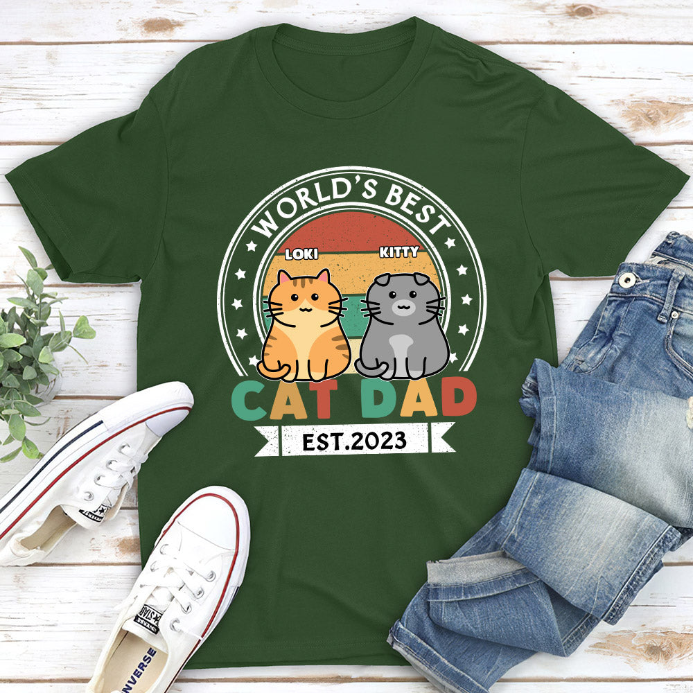 Best Cat Dad Est - Personalized Custom Unisex T-shirt