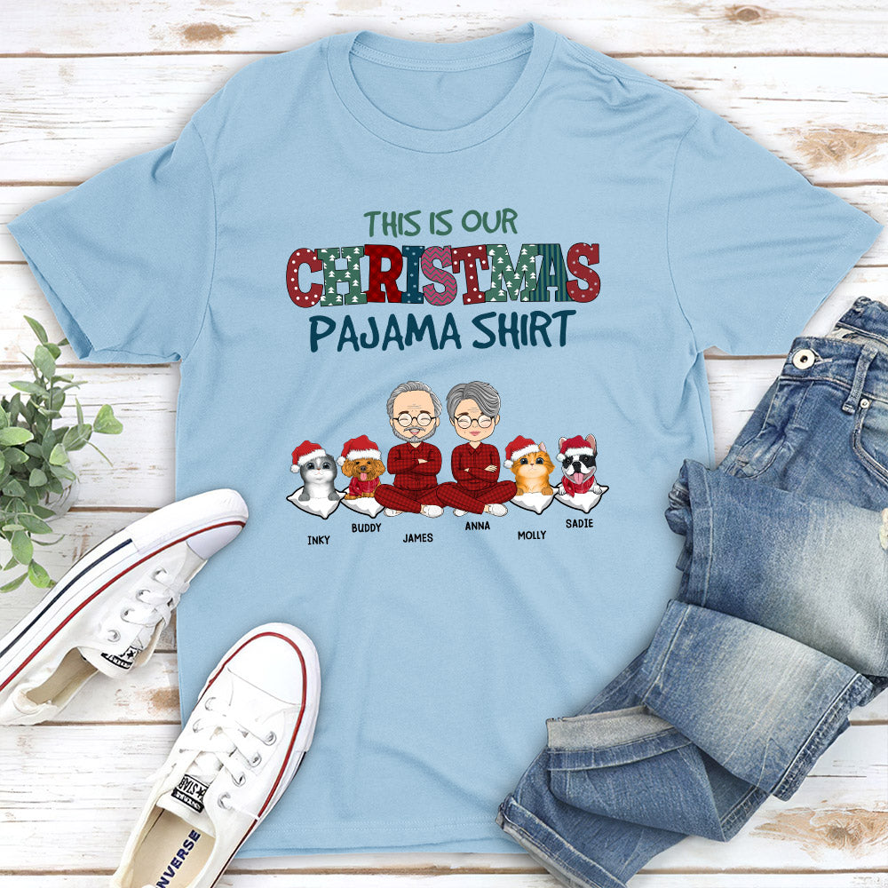 Christmas Pajama Couple - Personalized Custom Unisex T-shirt