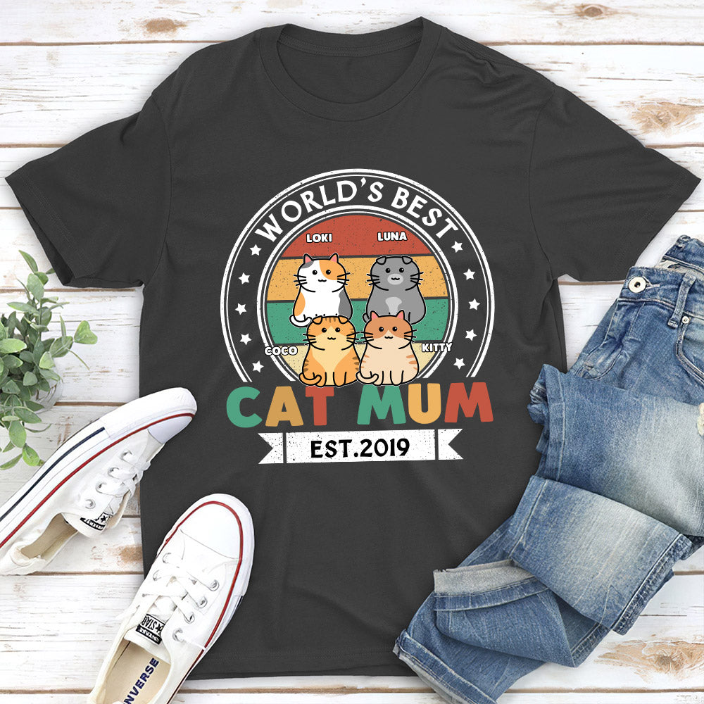 Best Cat Dad Est - Personalized Custom Unisex T-shirt