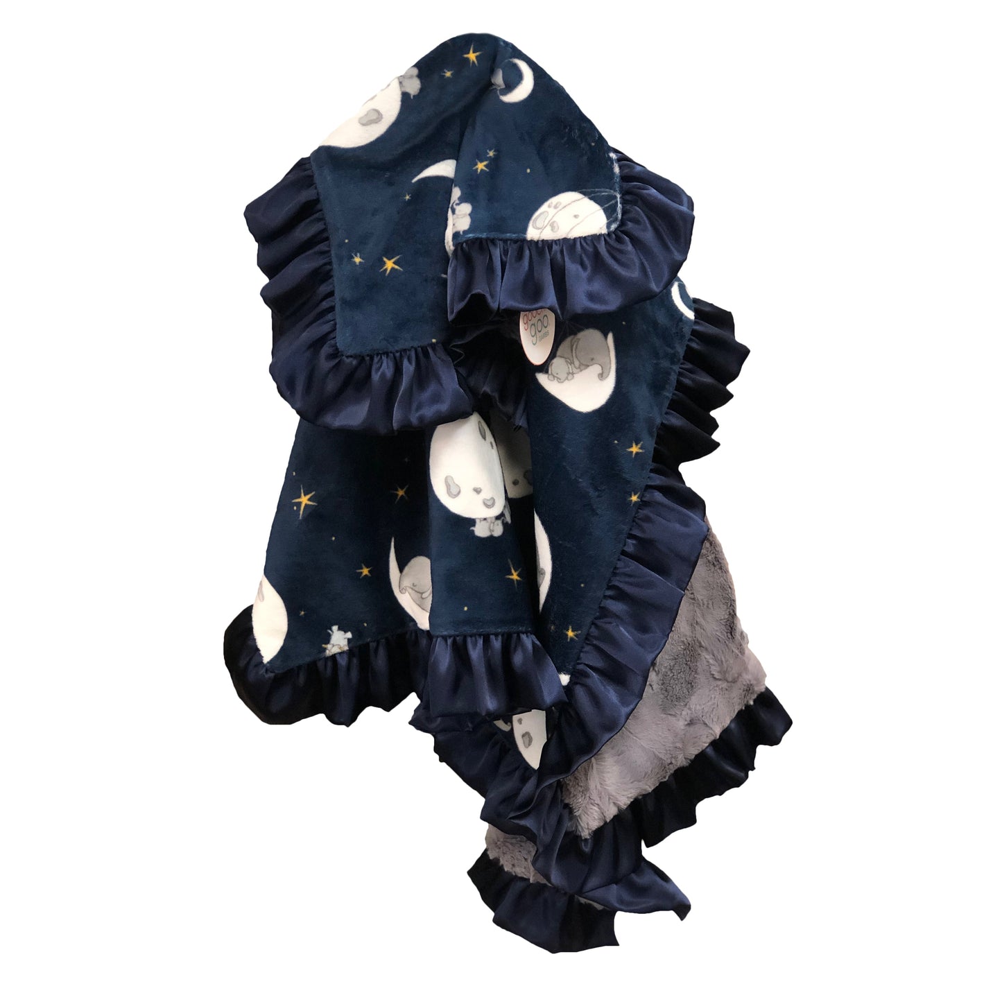 Navy Dream Big w/ Gray Cuddle - Satin Trim