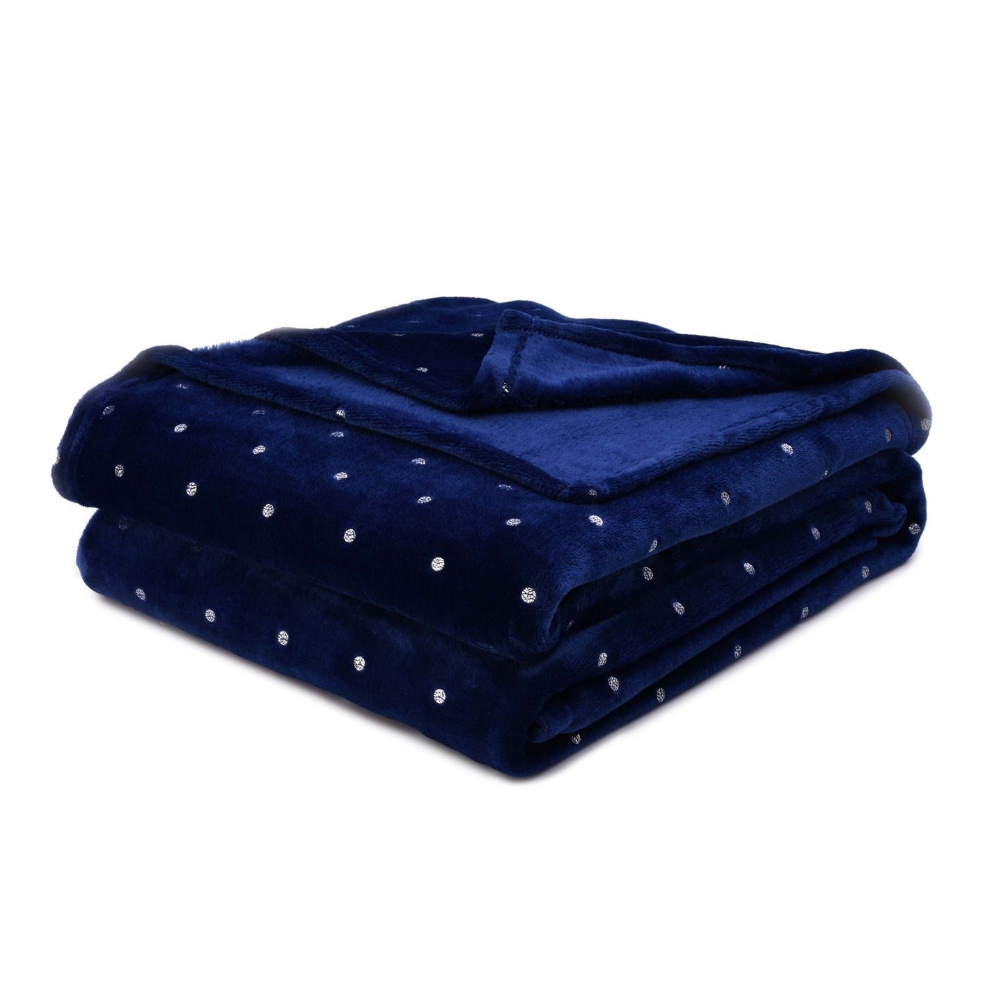 Fleece Plush Medium Weight Fluffy Decorative Blanket Or Throw - Navy Blue