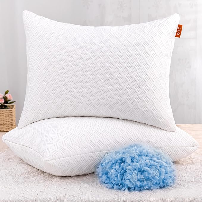 Cooling Bed Pillows for Sleeping 2 Pack Standard Size Shredded Memory Foam Pillows