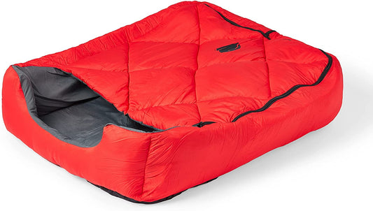 OmniCore Designs Pet Sleeping Bag (LG/Red) with Zippered Cover for Travel, Camping, Backpacking, Hiking | Good for Small and Large Pets | Use as Pet Beds, Pet Mats or Pet Blanket