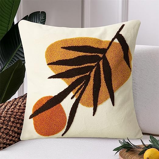 Abstract Boho Pillow Covers 18x18,Soft Mid Century Geometric Floral Decorative Throw Pillows for Couch Bed Sofa Bedroom（Only 1 Pillow Cover）