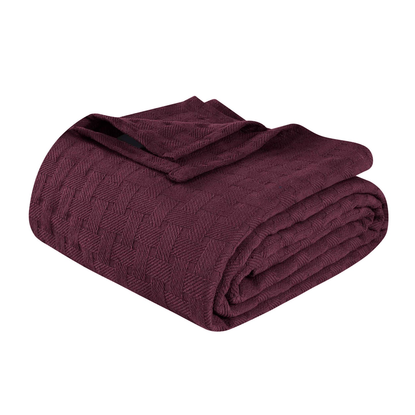 Basketweave All Season Cotton Bed Blanket & Sofa Throw - Plum