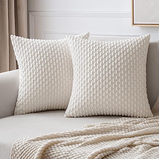 Throw Pillow Covers Soft Fall Corduroy Decorative Set of 2 Boho Striped Pillow Covers Pillowcases