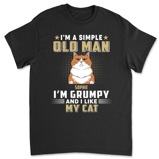 Simple Old Man Cat - Personalized Custom Unisex T-shirt