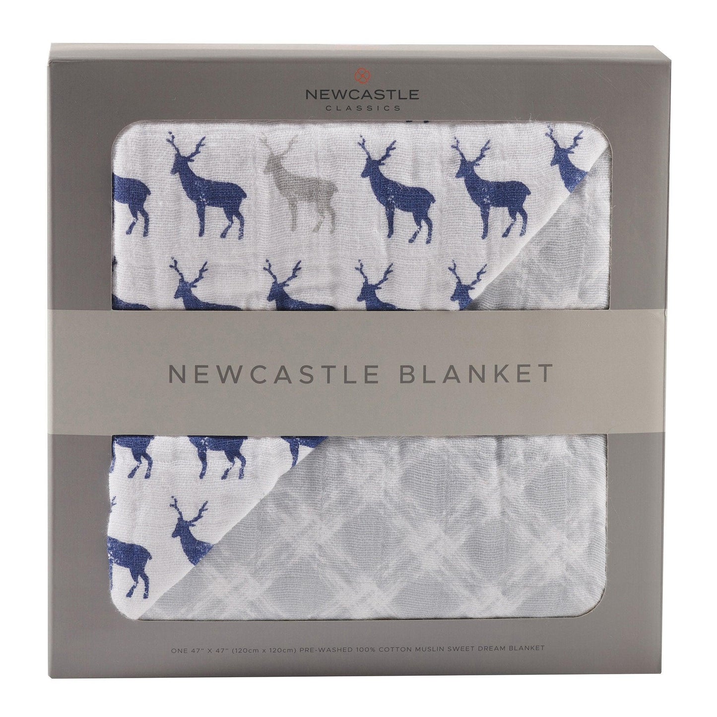 Blue Deer and Glacier Grey Newcastle Blanket