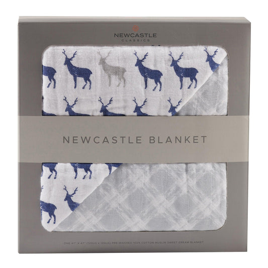 Blue Deer and Glacier Grey Newcastle Blanket