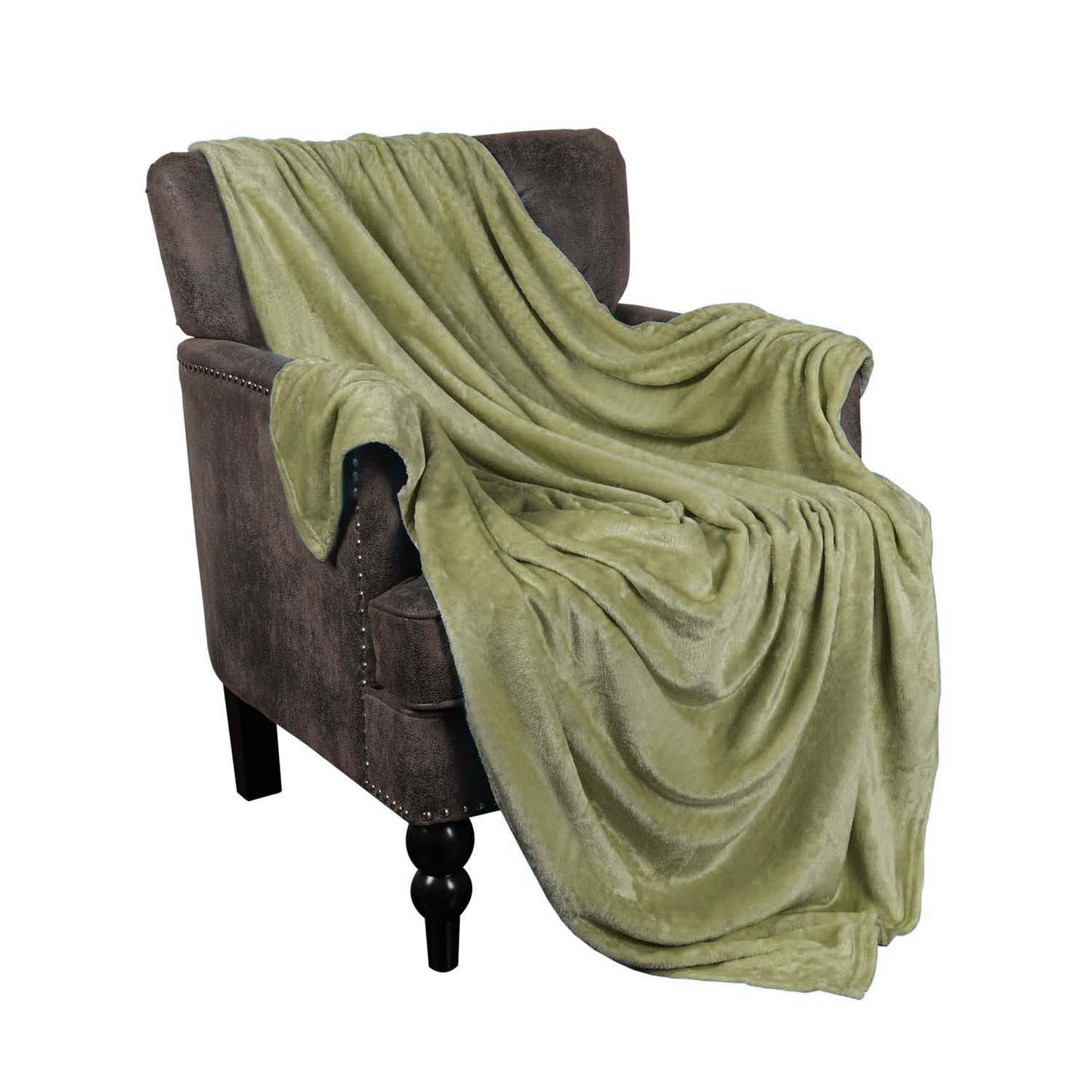 Fleece Plush Medium Weight Fluffy Decorative Blanket Or Throw - Sage