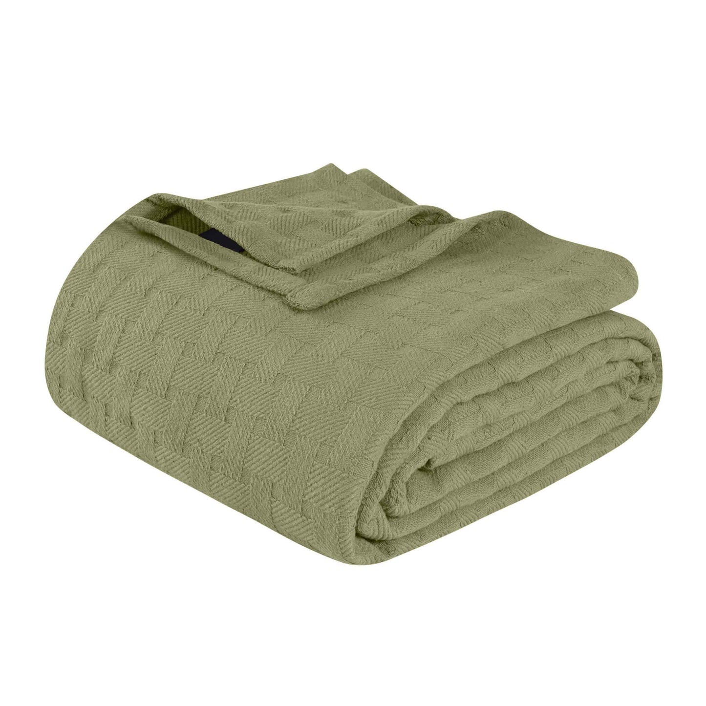 Basketweave All Season Cotton Bed Blanket & Sofa Throw - Sage
