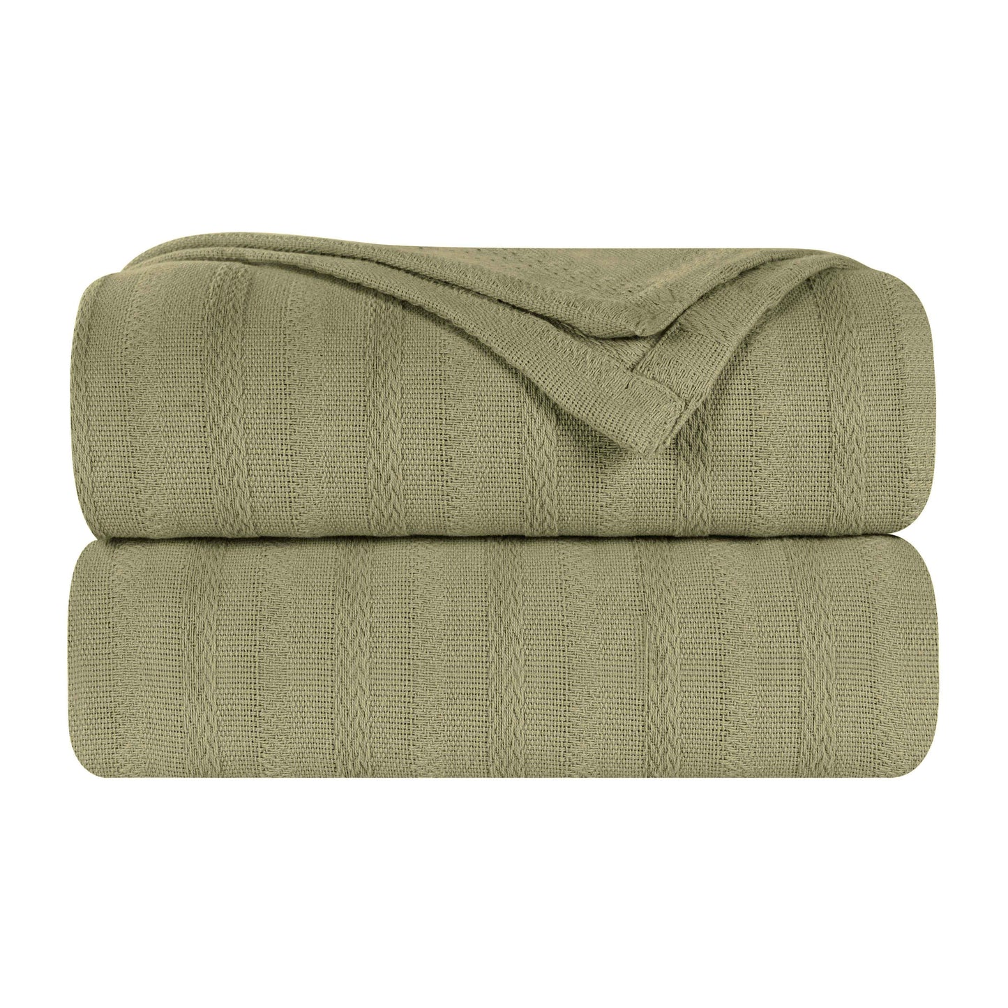 Clara Cotton Textured Striped Lightweight Woven Blanket