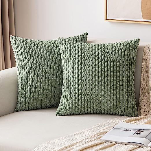 Throw Pillow Covers Soft Fall Corduroy Decorative Set of 2 Boho Striped Pillow Covers Pillowcases