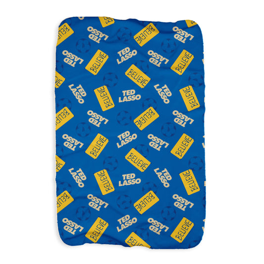 Ted Lasso Believe Pattern Sherpa Blanket