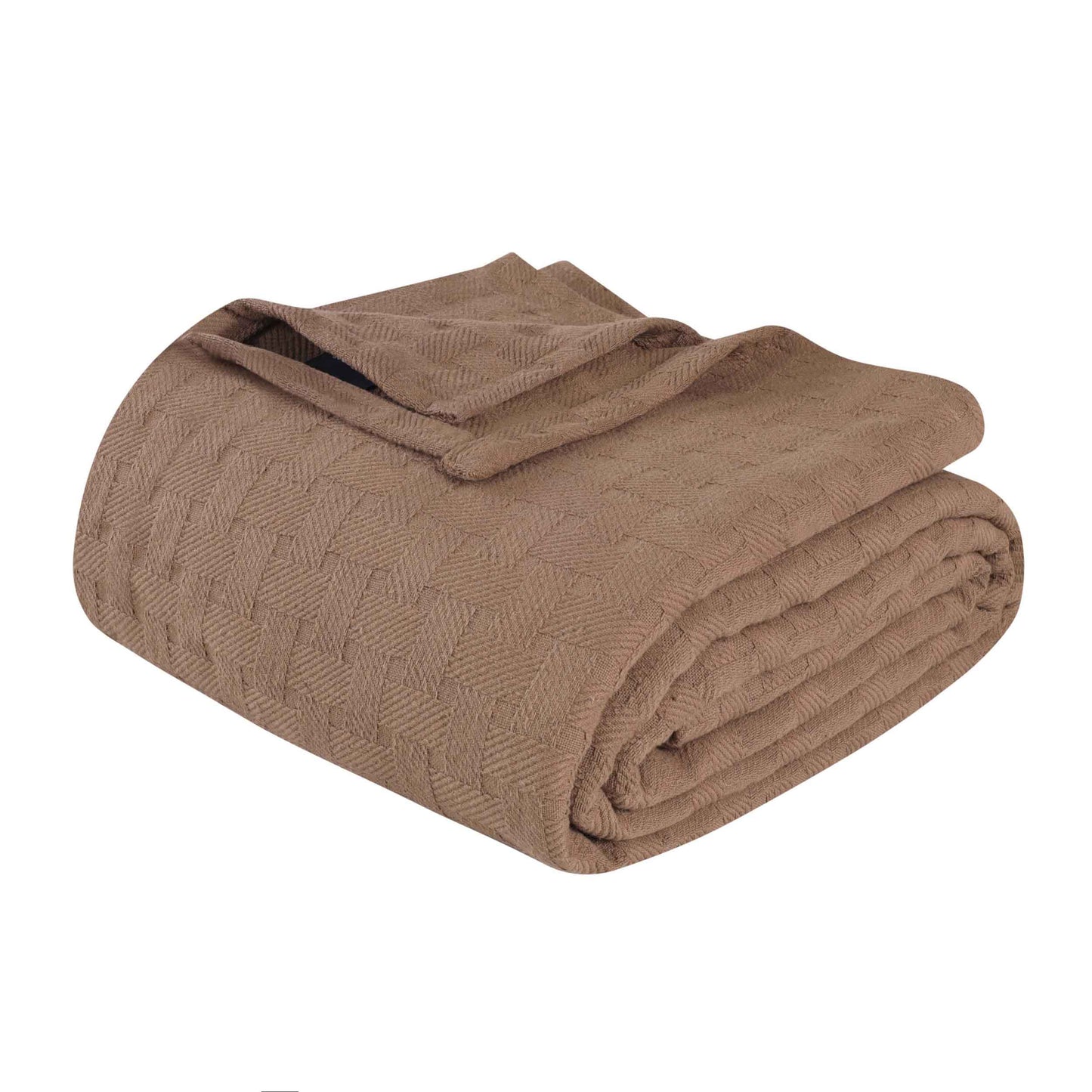 Basketweave All Season Cotton Bed Blanket & Sofa Throw - Taupe