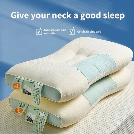 Two-tone Patchwork Sleeping Pillow Core Cervical Pillow Star Hotel Fiber Pillow Core Sleep Pillow Cutesliving Store