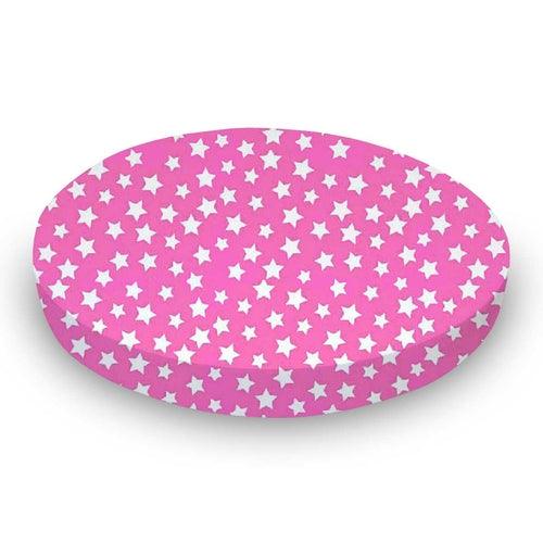 SheetWorld Fitted Round Crib Sheet - 100% Cotton Woven - Primary Stars - Zoter Shop