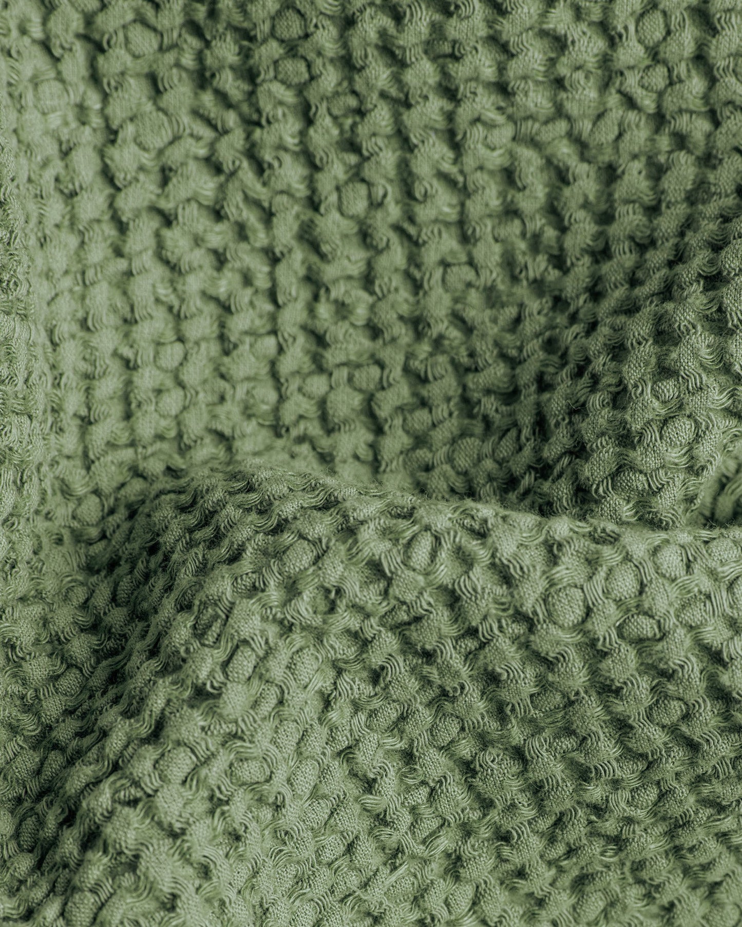 Waffle linen couch cover in Forest green