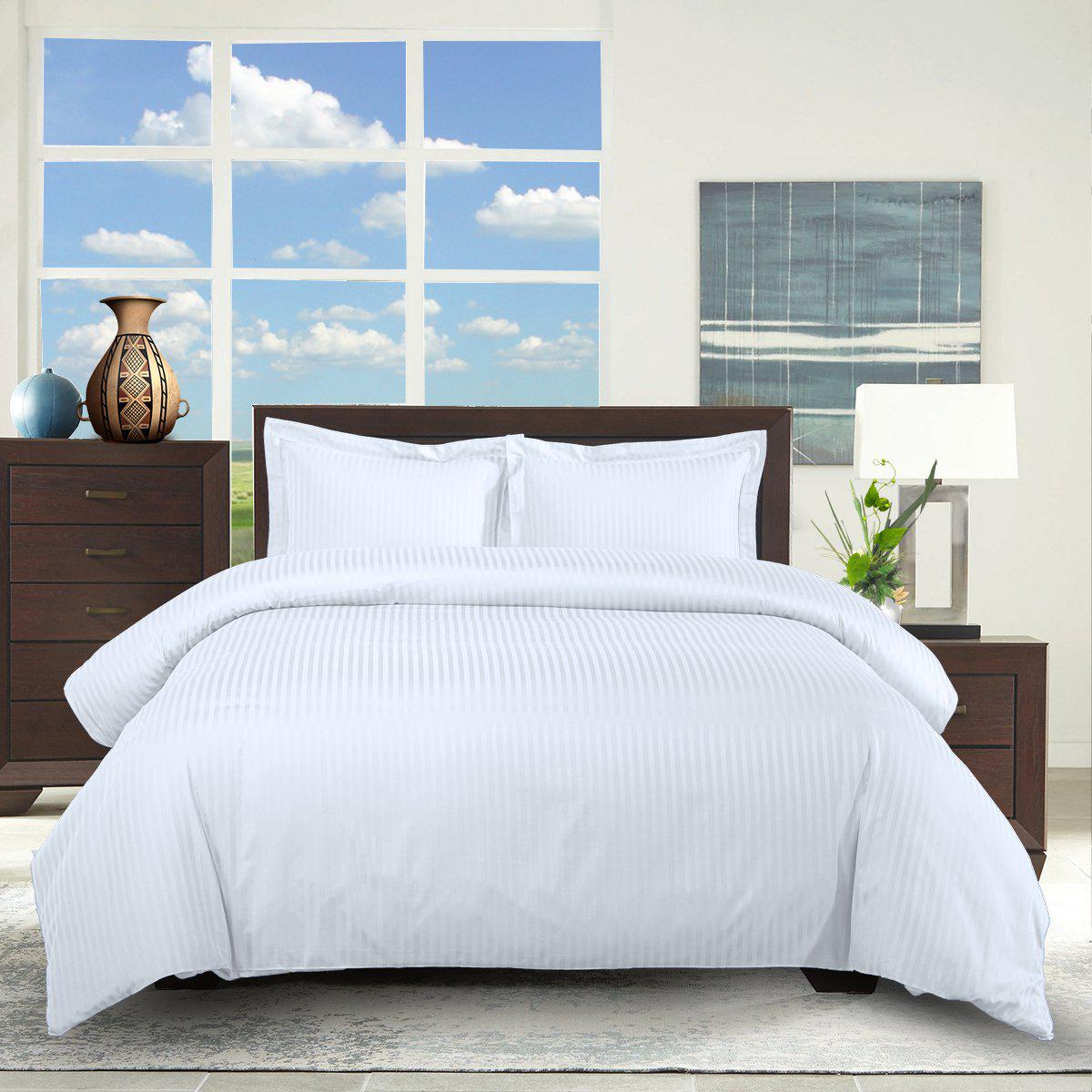 100% Cotton Duvet Cover Set Damask Stripe