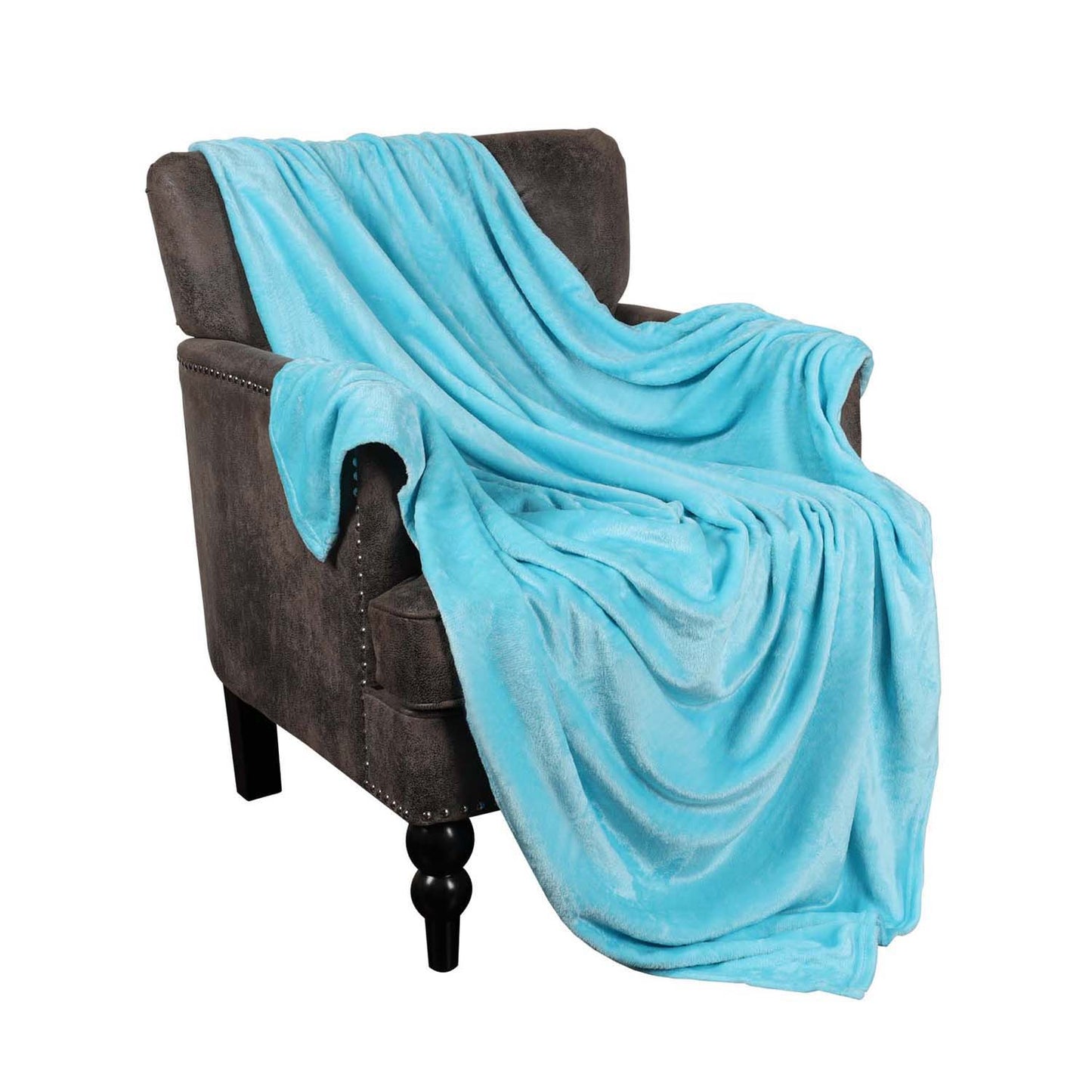 Fleece Plush Medium Weight Fluffy Decorative Blanket Or Throw - Winter Blue