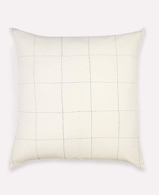 Grid Stitch Throw Pillow - Bone