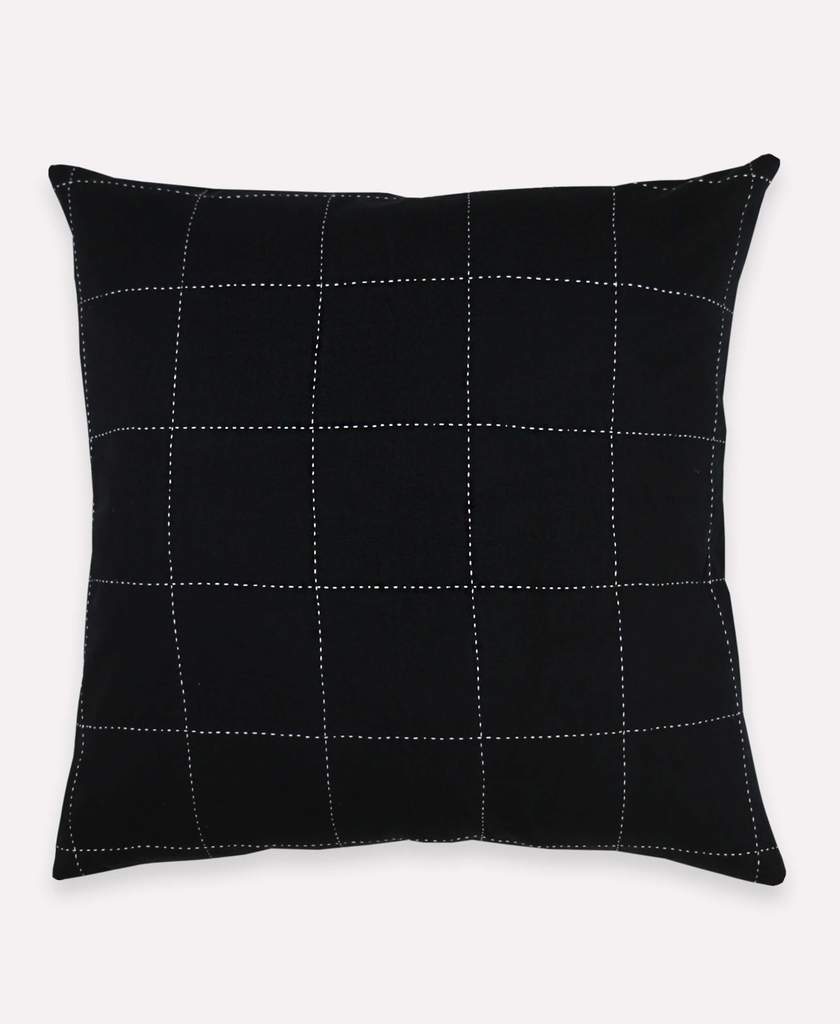 Grid Stitch Throw Pillow - Charcoal